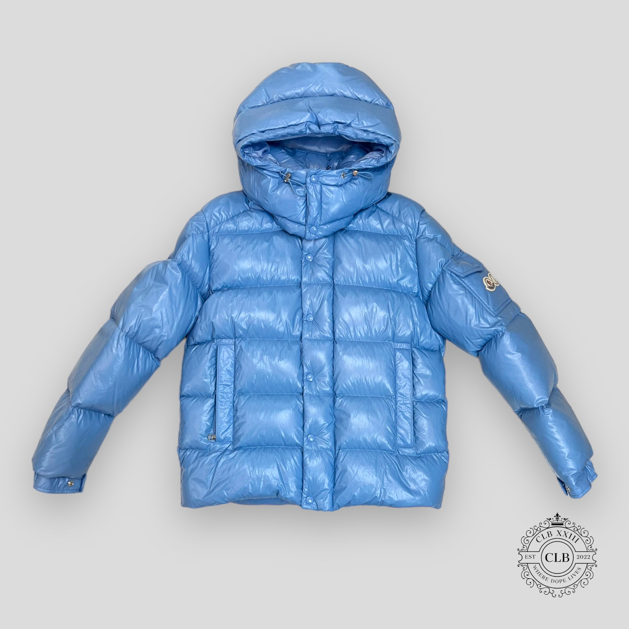 MONCLER MAYA 70 PUFFER COAT - LIGHT BLUE