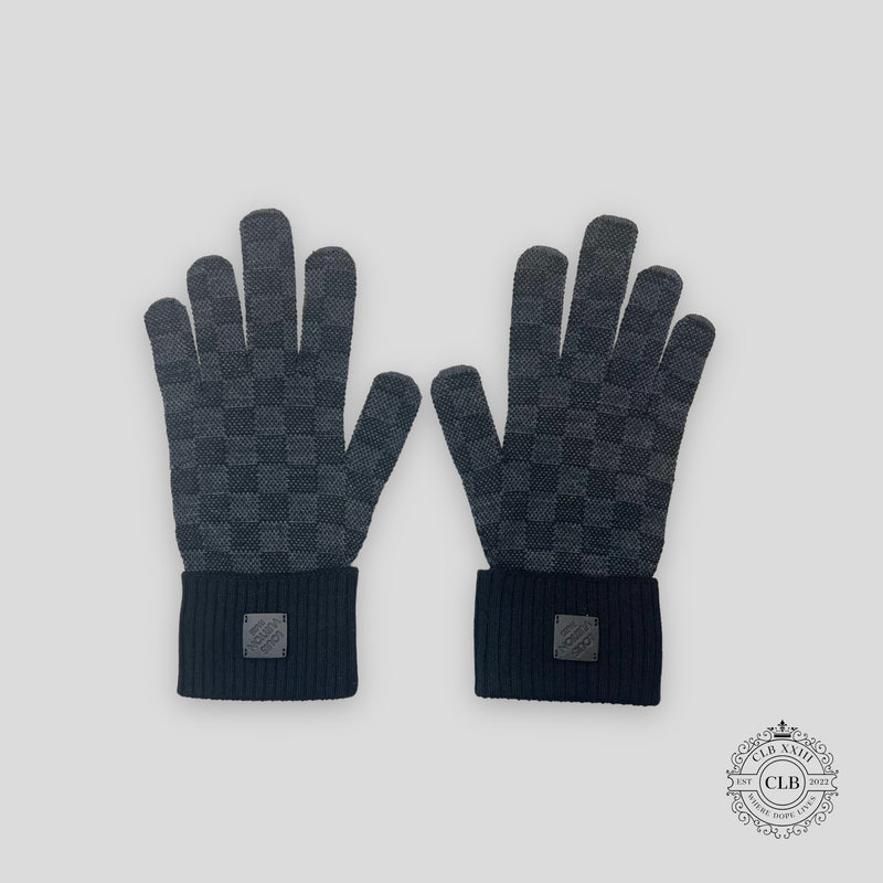 LOUIS VUITTON PETIT DAMIER GLOVES - BLACK