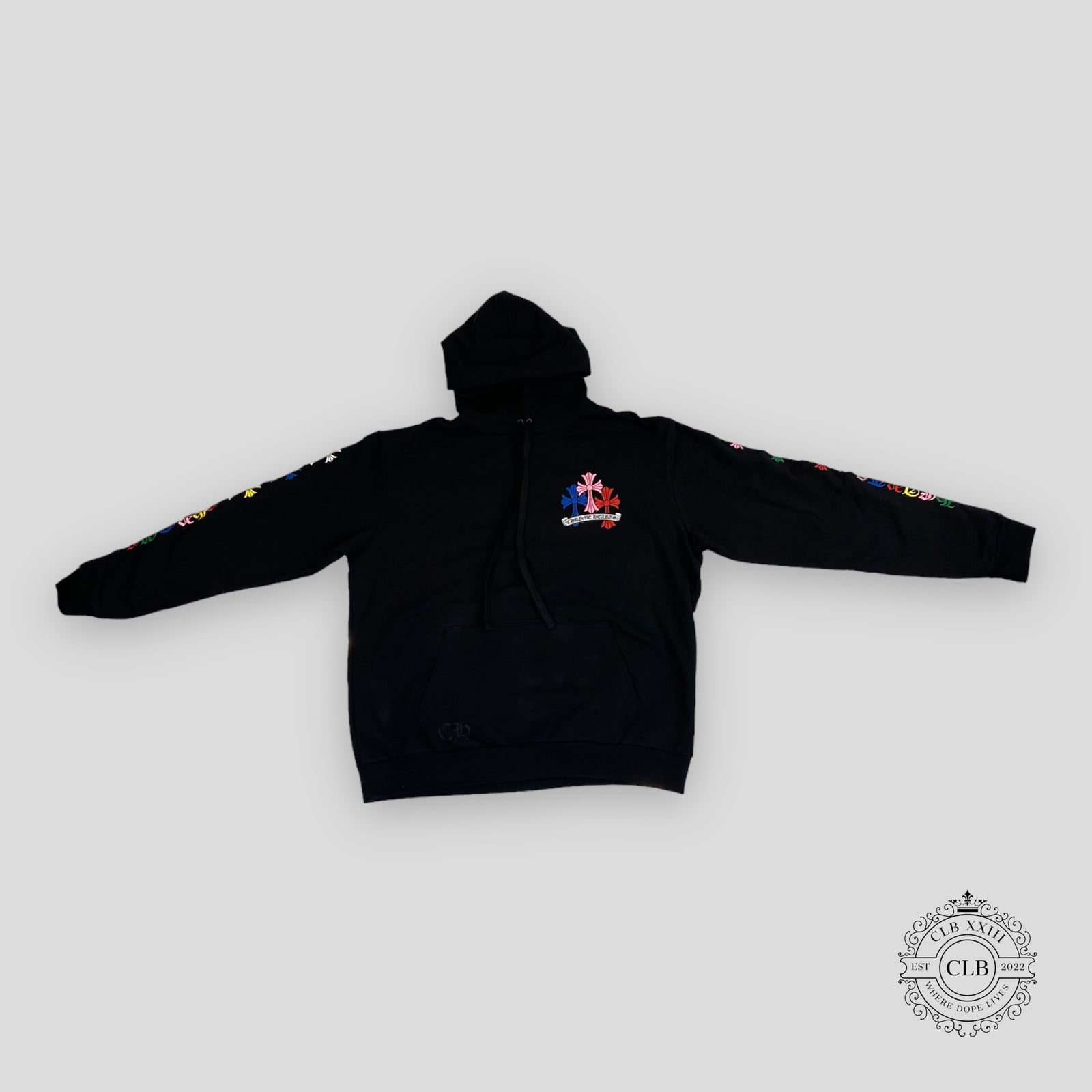 Chrome Hearts Cemetery Cross Hoodie in Black/Multicolor