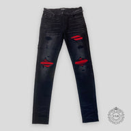 Amiri MX1 Ultra Suede Jeans - Black/Red