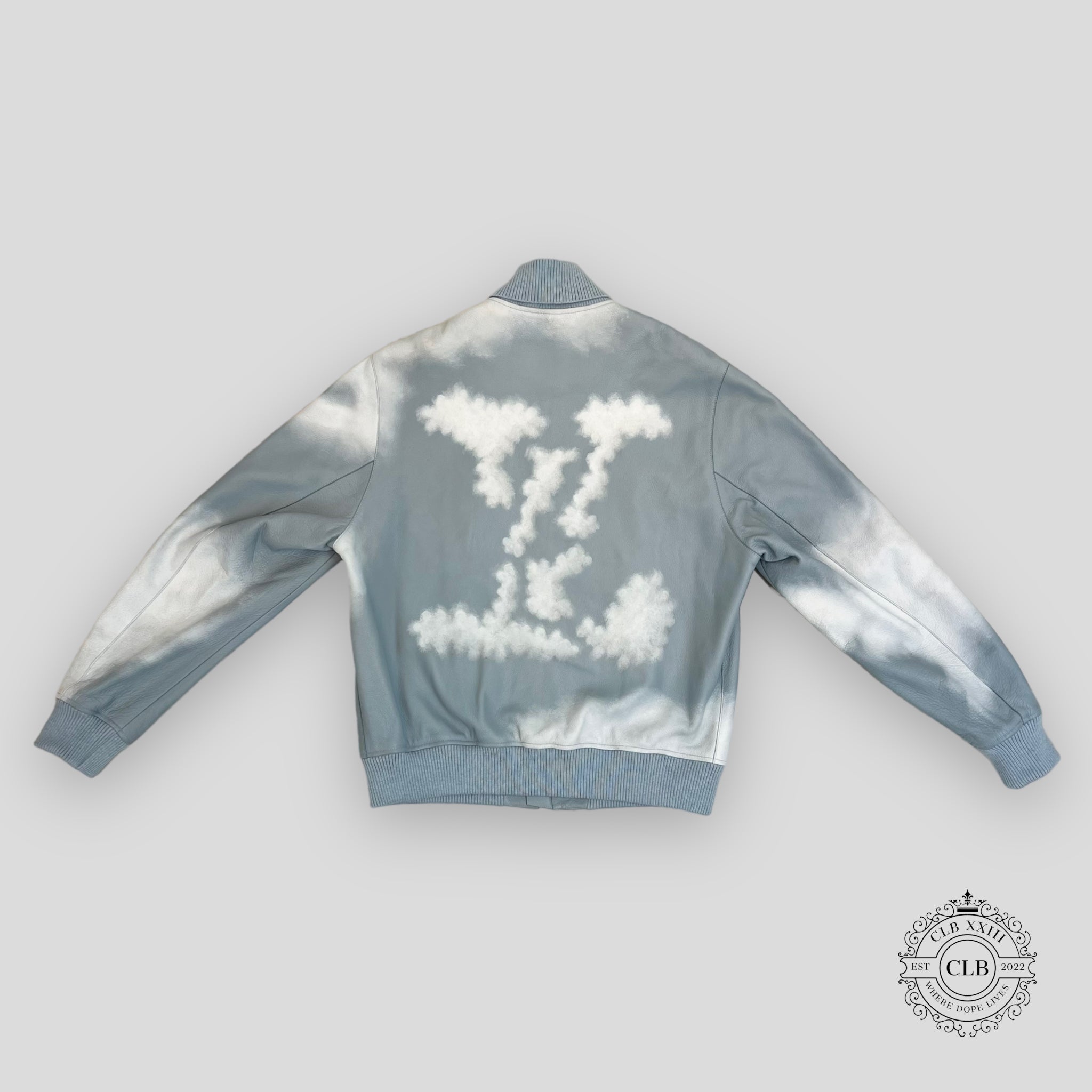 LOUIS VUITTON CLOUD LEATHER BOMBER JACKET - BLUE