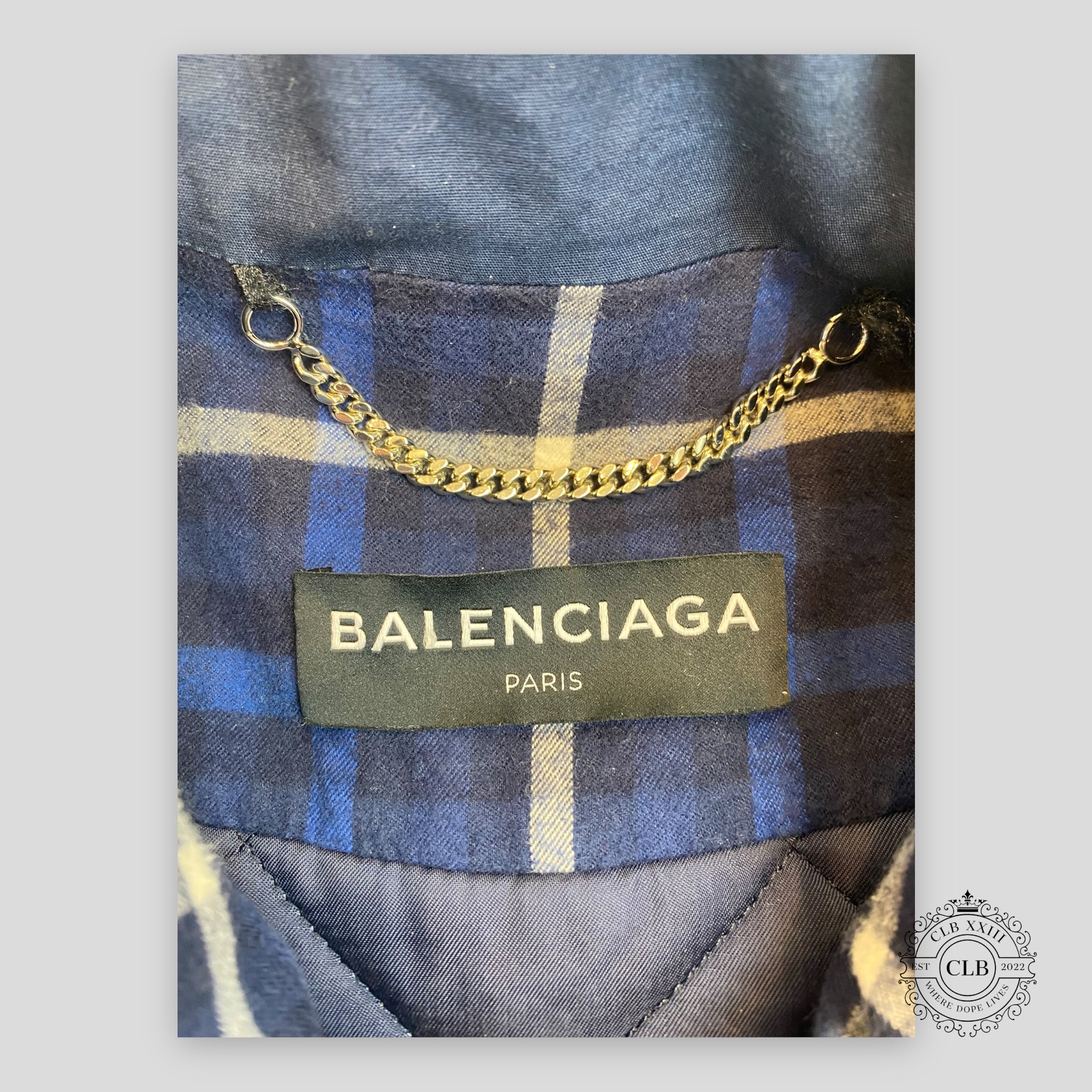 BALENCIAGA FLANNEL PADDED JACKET - BLUE