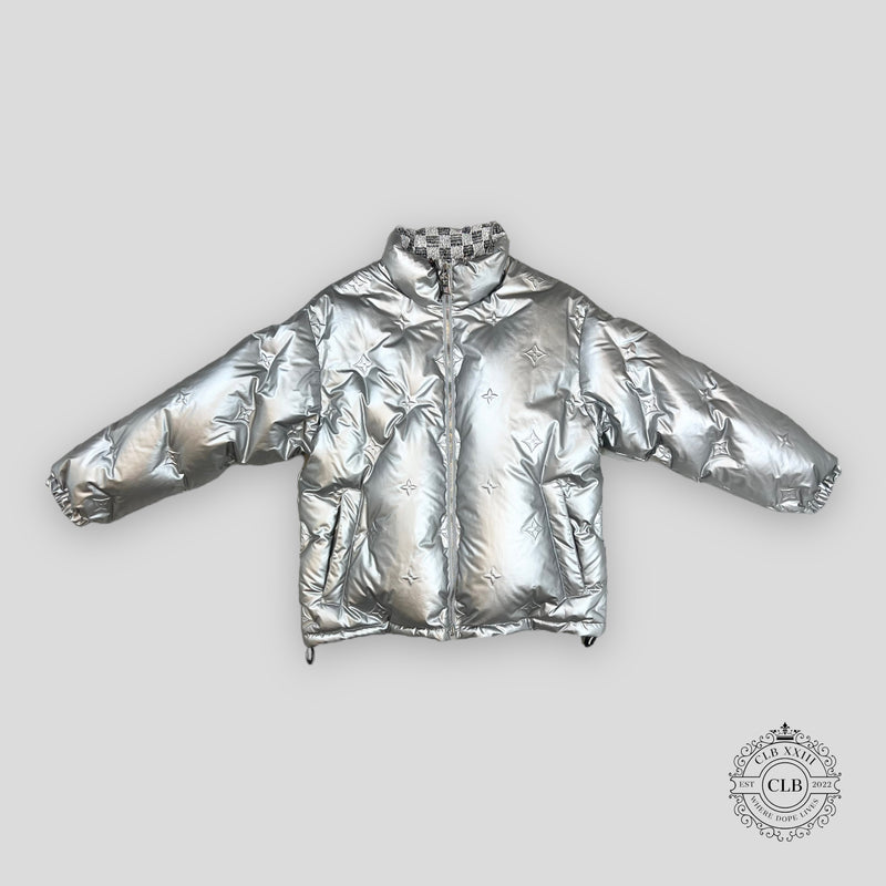 Louis Vuitton Reversible Monogram Puffer Jacket in Silver