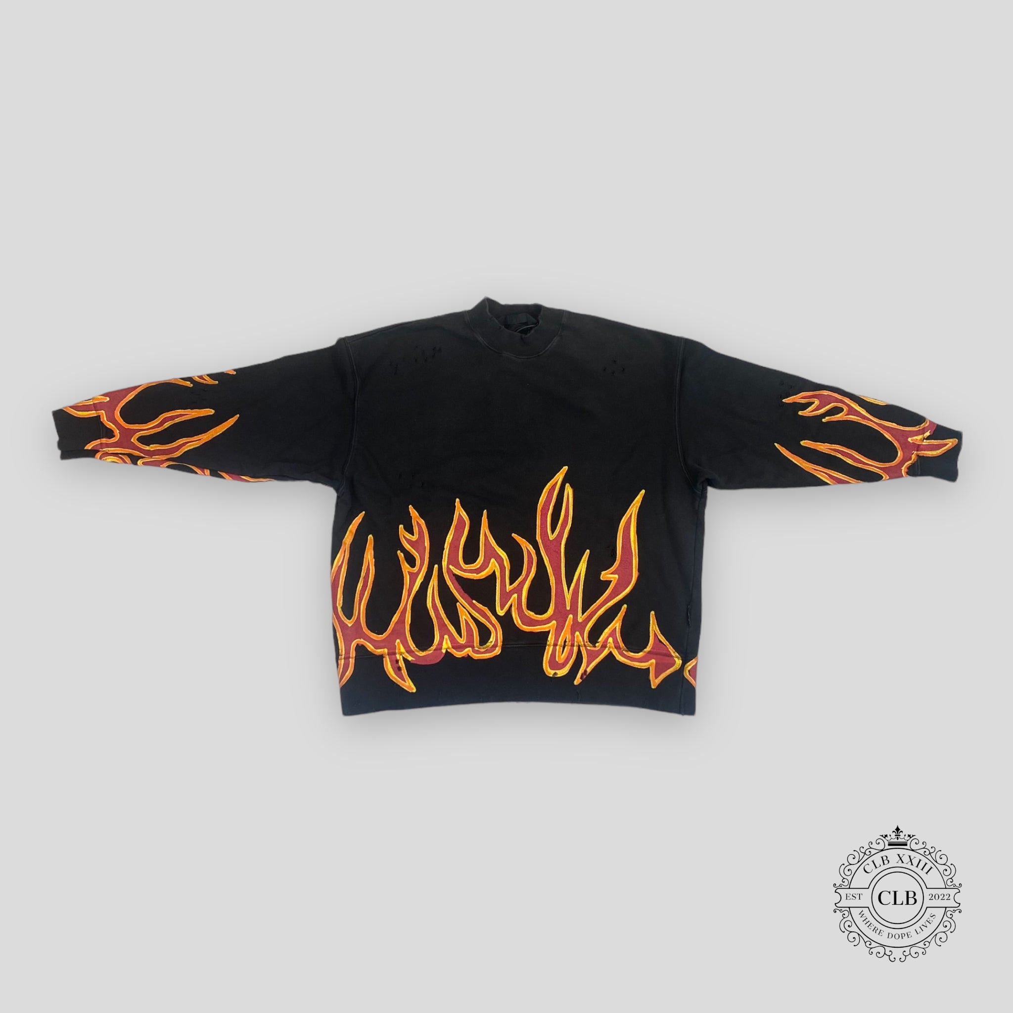PALM ANGELS GRAFFITI FLAMES CREWNECK - BLACK