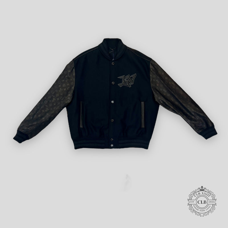 Louis Vuitton Mix Leather Varsity Jacket in Black