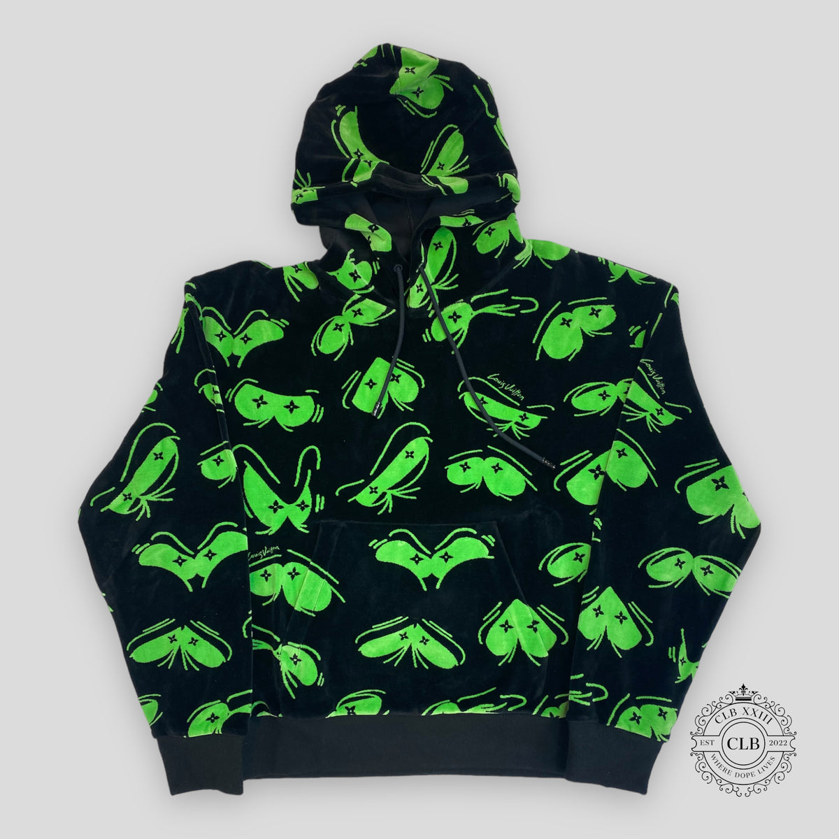 LOUIS VUITTON EYES GRAPHIC JACQUARD HOODIE - BLACK/GREEN